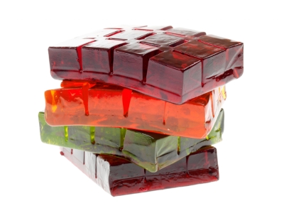 Eating a raw cube of jelly